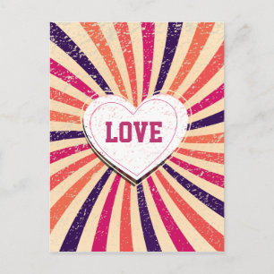 Valentines day colourful love design with heart holiday postcard