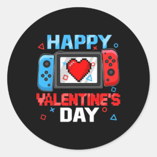 Valentines Day Controller Video Game Heart Boy Tod Classic Round Sticker