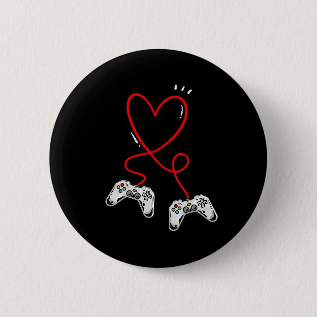 Valentines Day Controllers Heart Video Game Gamer  2 Inch Round Button (Front)
