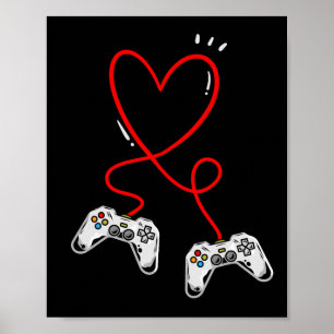 Valentines Day Controllers Heart Video Game Gamer Poster