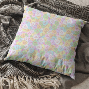 Valentine's Day Conversation Candy Heart Pattern Throw Pillow