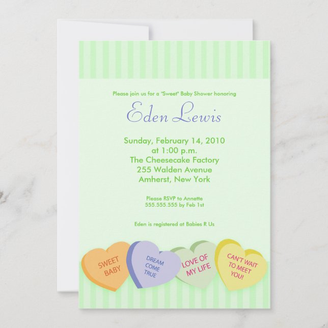 Valentines Day Conversation Heart Baby Shower Invitation (Front)