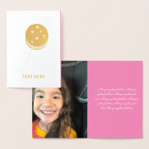 Valentines Day Cookie Cake Pop Hearts Gold Foil Card