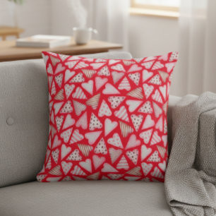 Valentine's Day Cookie Hearts watercolor  Throw Pillow