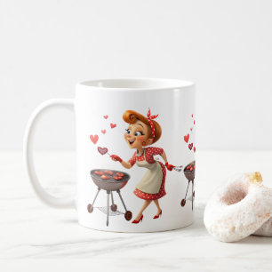 Valentine's Day Cooking Red Hearts Mugs