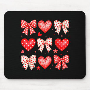Valentines Day Coquette Bow Hearts Leopard Women G Mouse Pad