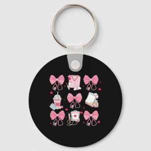 Valentine's Day Coquette Bow Nurse - Black, Small, Keychain
