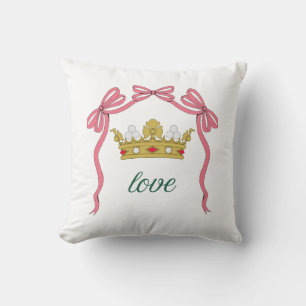 Valentine's Day Coquette Heart Bow Valentine's Throw Pillow