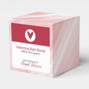 Valentine's Day Coral Pink Watercolor Bath Bomb Favor Box