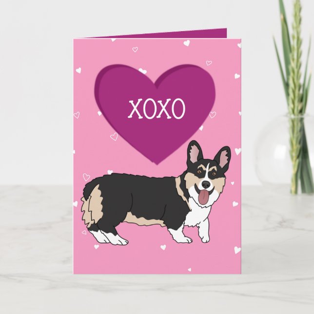 Valentines Day Corgi XOXO  Thank You Card (Front)