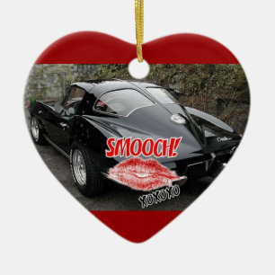 Valentine's Day Corvette Ceramic Ornament