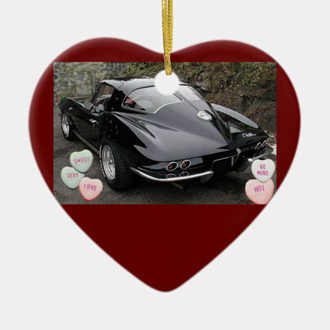 Valentine's Day Corvette Ceramic Ornament (Front)
