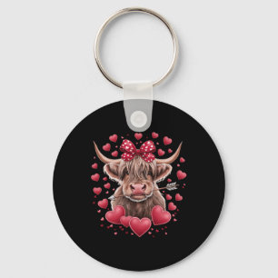 Valentines Day Cow Funny Hearts Valentine Cow Wome Keychain