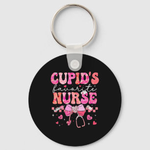 Valentines Day Cud’s Favorite Nurse Heart Girl Wom Keychain