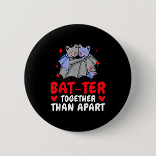 Valentine's Day Cuddling Cute Bats Couple Bat Vale 2 Inch Round Button