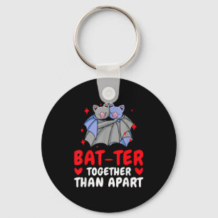 Valentine's Day Cuddling Cute Bats Couple Bat Vale Keychain