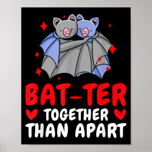 Valentine's Day Cuddling Cute Bats Couple Bat Vale Poster