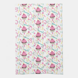 Valentines Day Cupcake Bakery Whisk Kitchen Towel