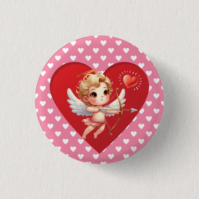 Valentines Day Cupid  1 Inch Round Button (Front)