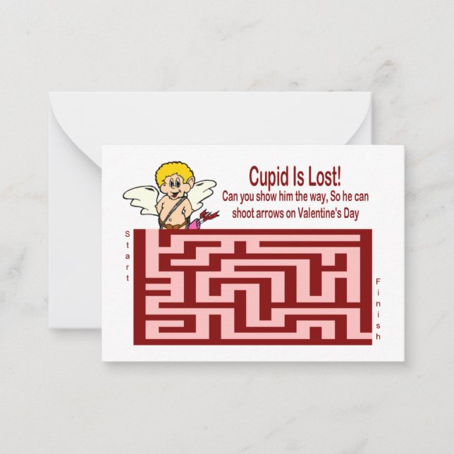 Valentine's Day Cupid Maze Card (Front)