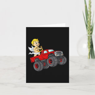 Valentines Day Cupid Riding Monster Truck Fun Todd Card
