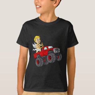 Valentines Day Cupid Riding Monster Truck Fun Todd T-Shirt