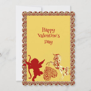 Valentines Day Cupid Romantic Heart Golden Horse  Announcement