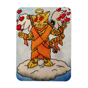 Valentine's Day Cupid's Love Cat Magnet