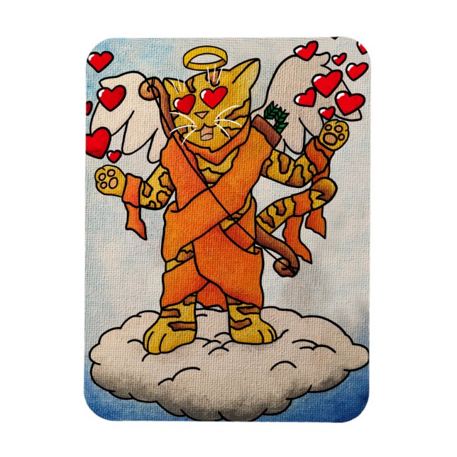 Valentine's Day Cupid's Love Cat Magnet (Vertical)