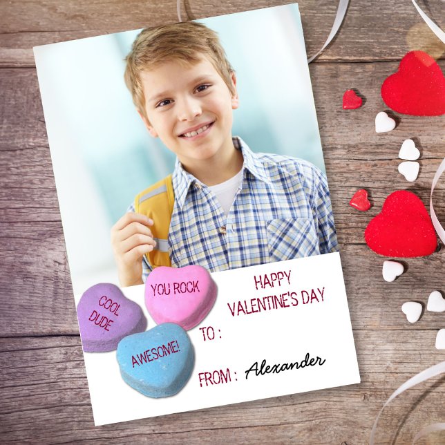 Valentine's Day Custom Candy Heart Classroom Photo Invitation (Creator Uploaded)