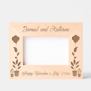 Valentine's Day Custom Couple Names Floral Etched Frames