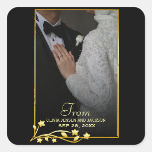Valentine's Day Custom Couple Photo Square Sticker