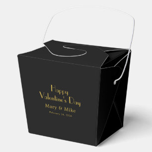 Valentine's Day Custom Name Solid Black Take Out Favor Box