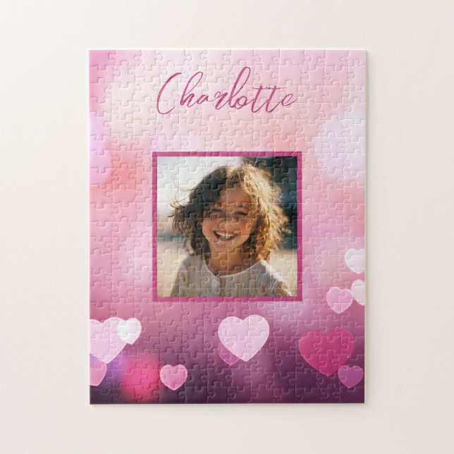 Valentine's Day Custom Photo and Personalized Name Jigsaw Puzzle (Vertical)