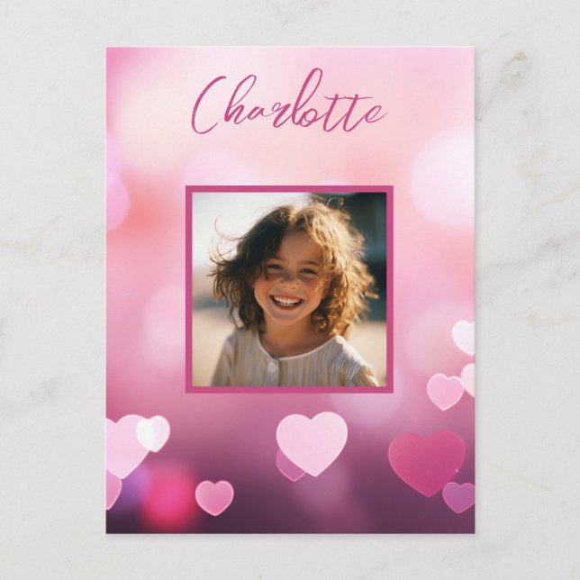 Valentine's Day Custom Photo and Personalized Name Postcard (Front)