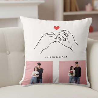 Valentines Day Custom Photo Collage Romantic love Throw Pillow