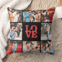 Valentine's Day Custom Photo LOVE Throw Pillow