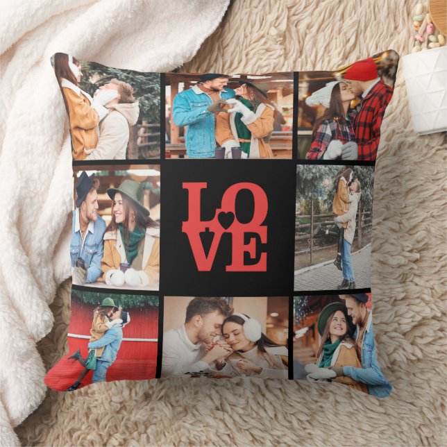 Valentine's Day Custom Photo LOVE Throw Pillow (Blanket)