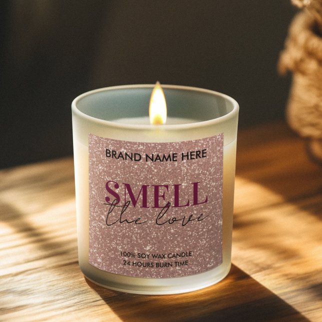 Valentine's Day Custom Pink Glitter Candle Label (Creator Uploaded)