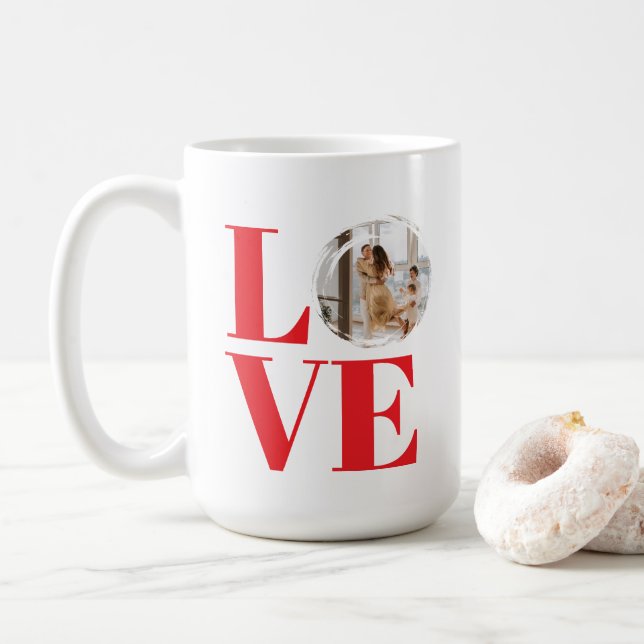 Valentine's Day Customizable Photo Frame LOVE Coffee Mug (With Donut)