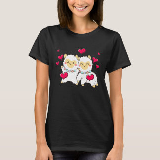 Valentines Day Cute Alpaca  Boyfriend Girlfriend T-Shirt