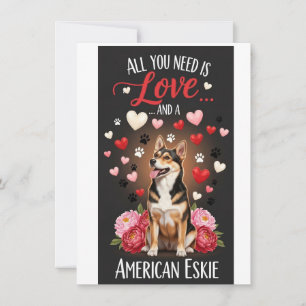 Valentine's Day Cute american eskie Photo Cuddle  Holiday Card