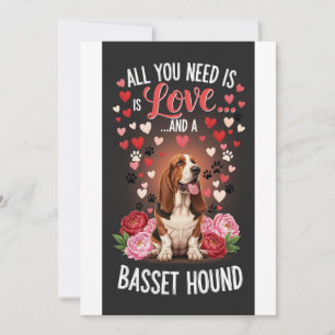 Valentine's Day cute basset hound  Photo cuddle Holiday Card