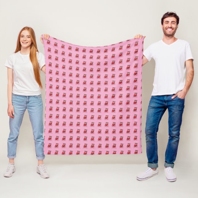  Valentine's Day Cute Bear Fleece Blanket (In Situ)