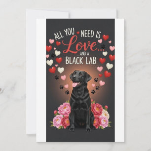 Valentine's Day Cute black lab Photo Cuddle  Holiday Card