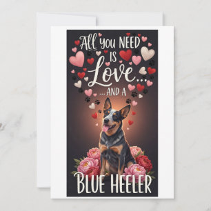 Valentine's Day Cute blue heeler Photo Cuddle  Holiday Card