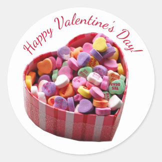 Valentine's Day Cute Candy Hearts  Classic Round Sticker