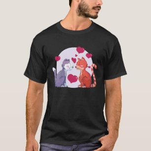 Valentines Day Cute Cats  Boyfriend Girlfriend T-Shirt