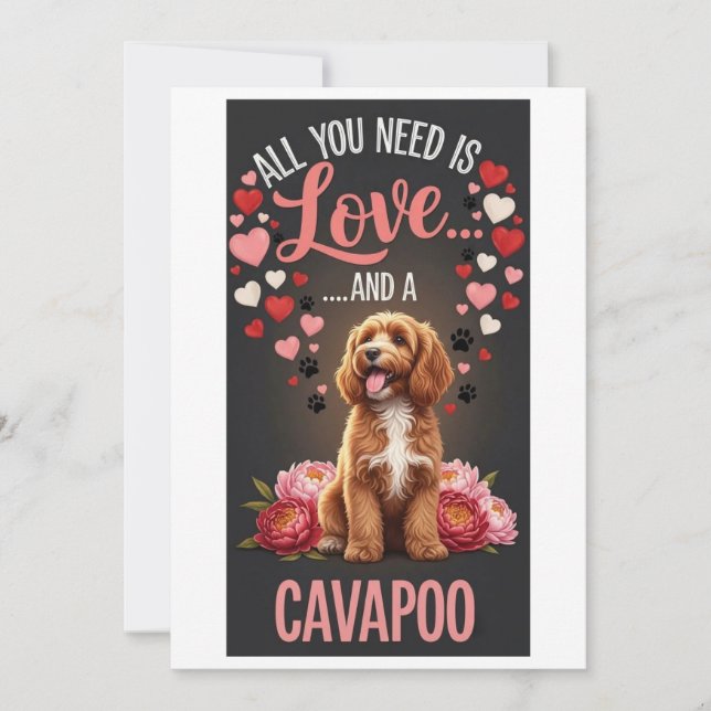 Valentine's Day Cute cavapoo Photo Cuddle  Holiday Card (Front)