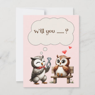 Valentines Day Cute Couple of Owls Love Proposal Holiday Card